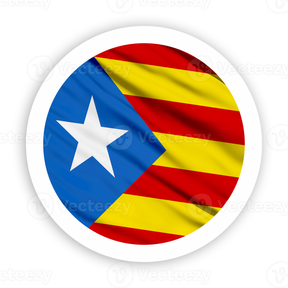 Catalonia Waving Flag with White Rounded Circle Frame png