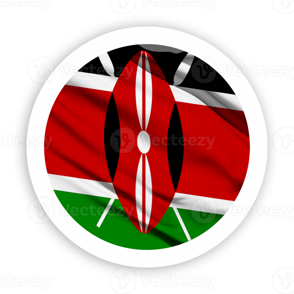 Kenya Waving Flag with White Rounded Circle Frame png