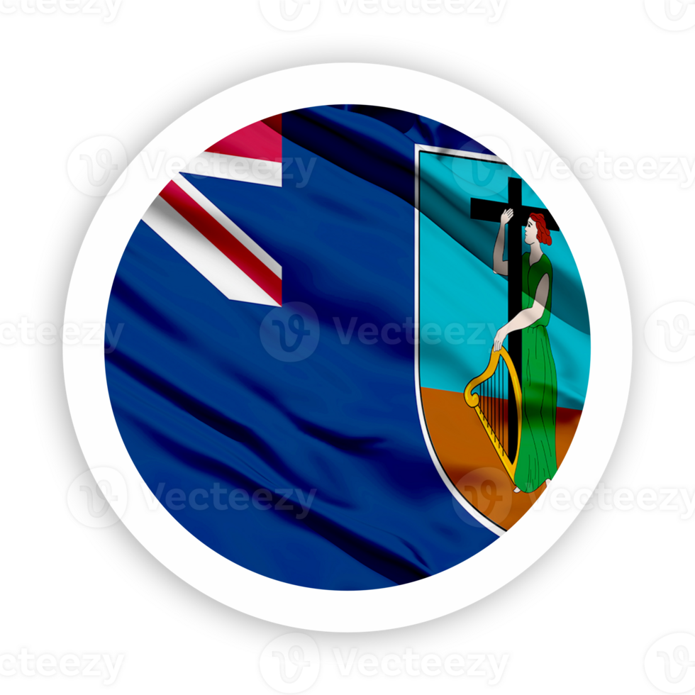 Montserrat Waving Flag with White Rounded Circle Frame png