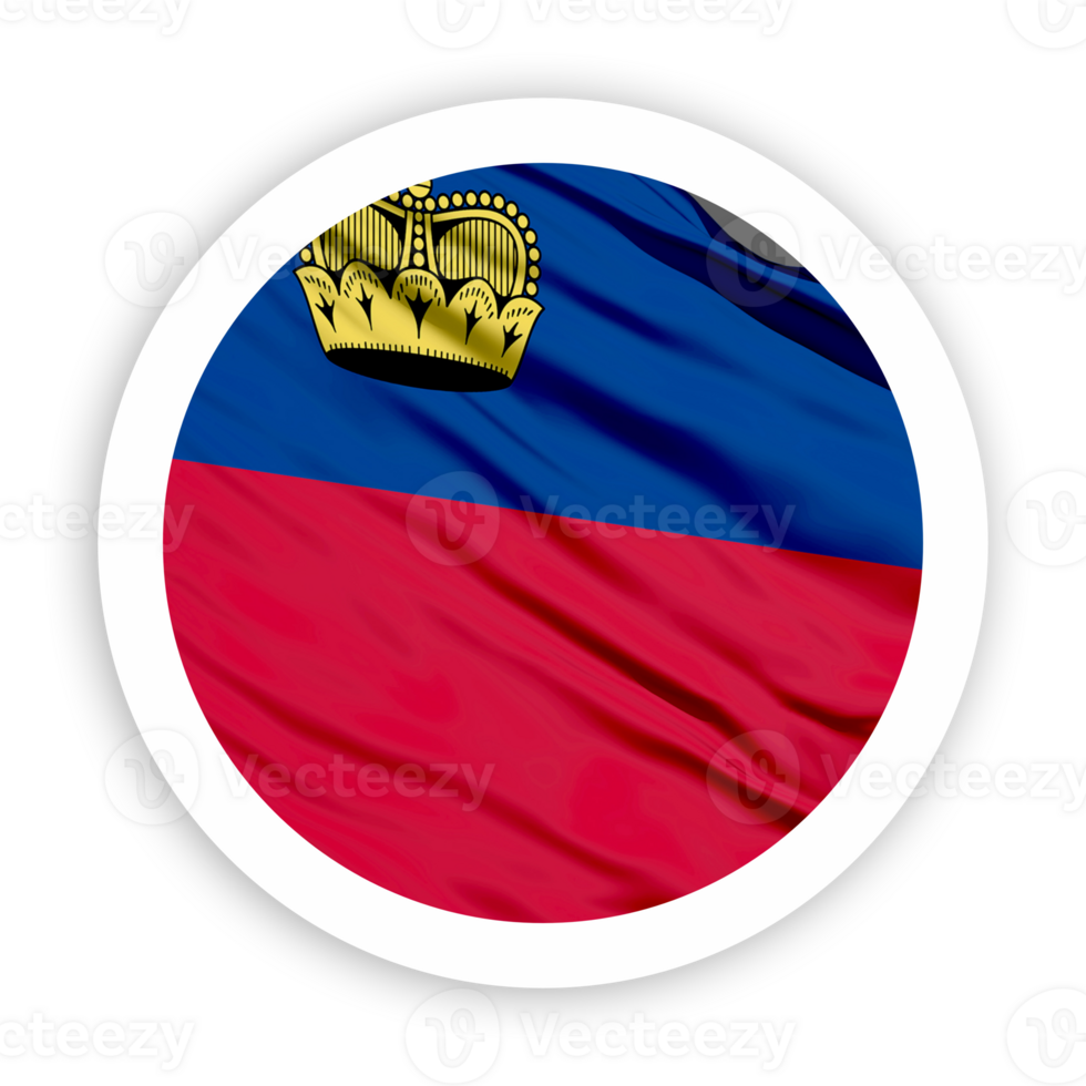 Liechtenstein Waving Flag with White Rounded Circle Frame png