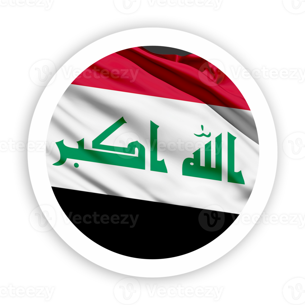 Iraq Waving Flag with White Rounded Circle Frame png