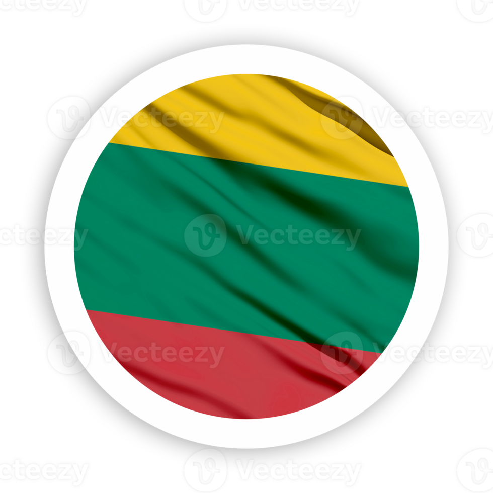Lithuania Waving Flag with White Rounded Circle Frame png