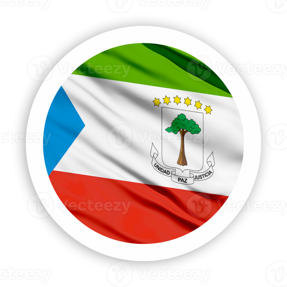 Equatorial Guinea Waving Flag with White Rounded Circle Frame png