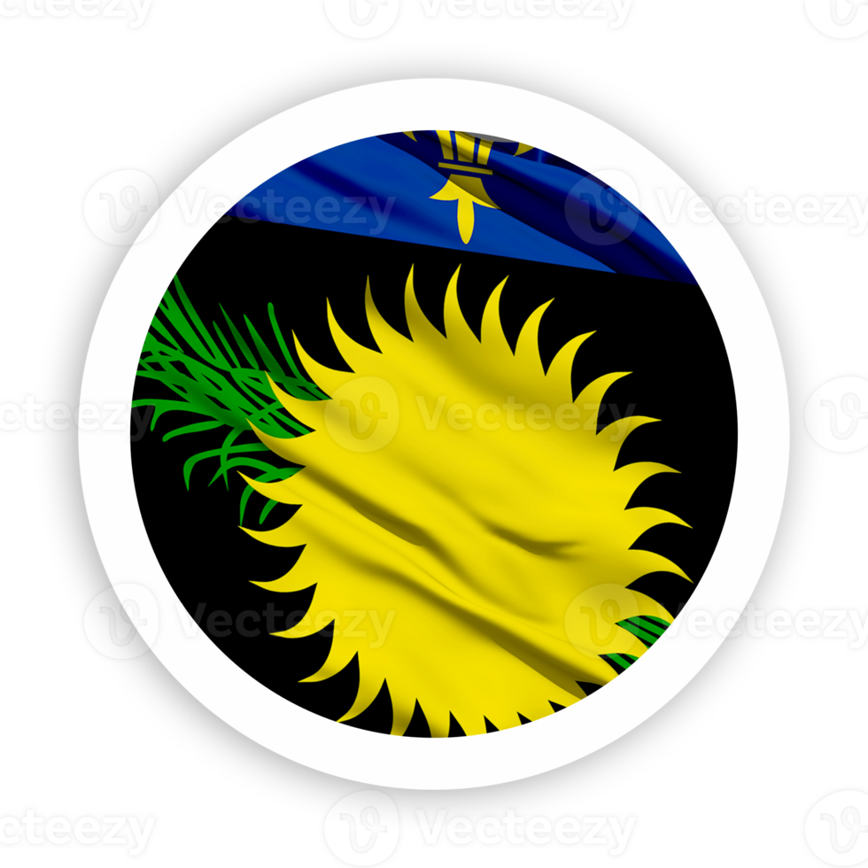 Guadeloupe Waving Flag with White Rounded Circle Frame png