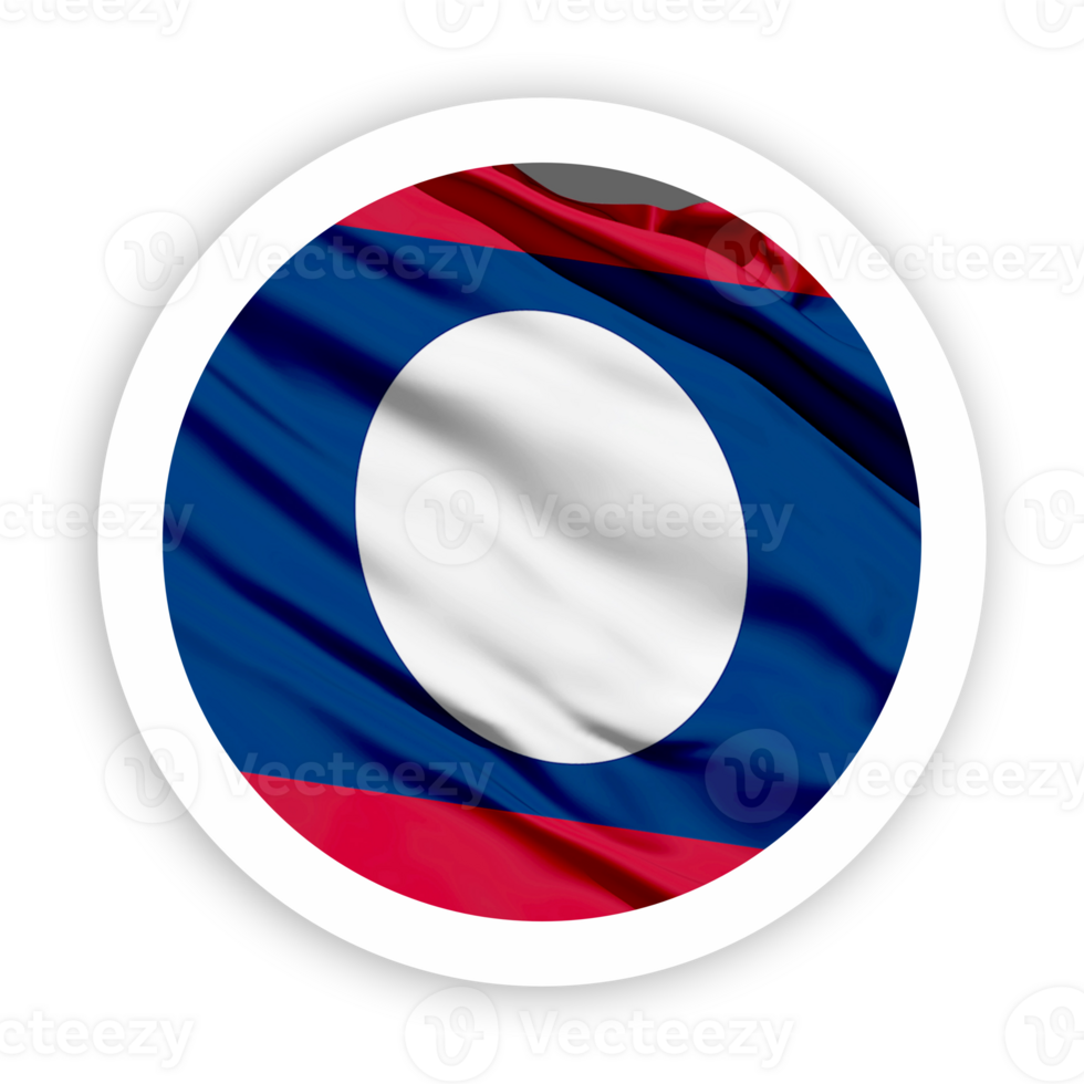 Laos Waving Flag with White Rounded Circle Frame png