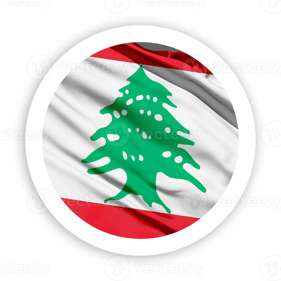 Lebanon Waving Flag with White Rounded Circle Frame png