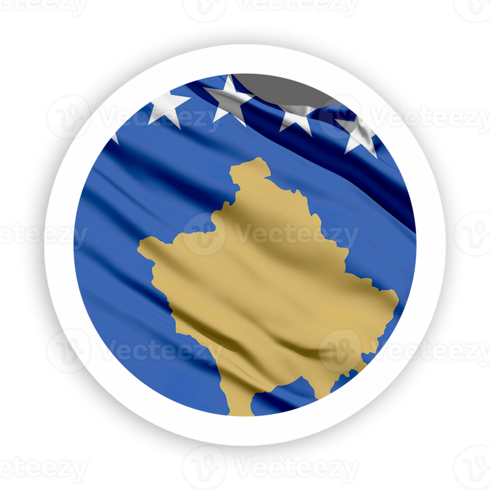 Kosovo Waving Flag with White Rounded Circle Frame png