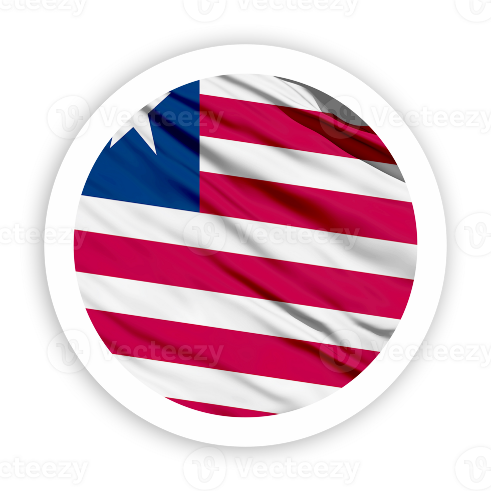 Liberia Waving Flag with White Rounded Circle Frame png