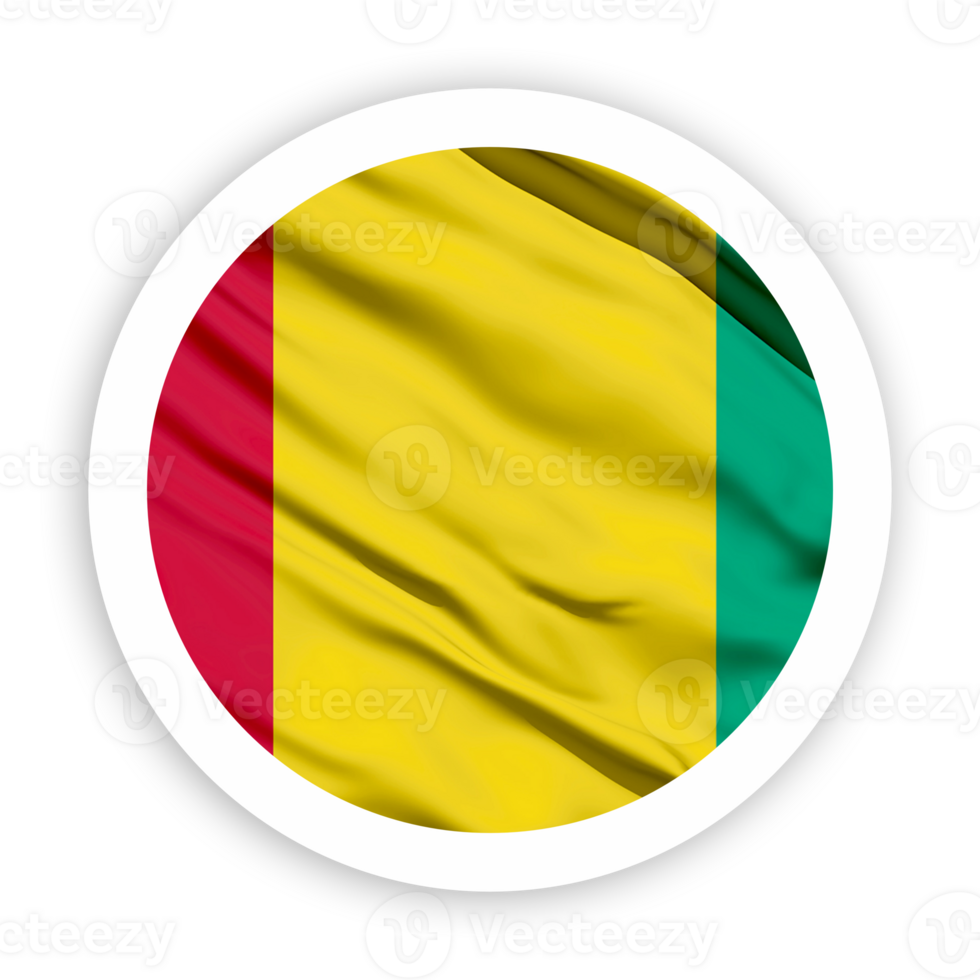 Guinea Waving Flag with White Rounded Circle Frame png