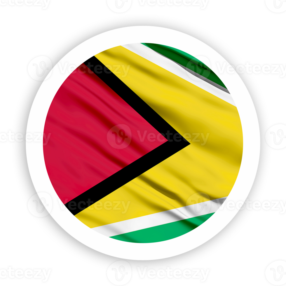 Guyana Waving Flag with White Rounded Circle Frame png