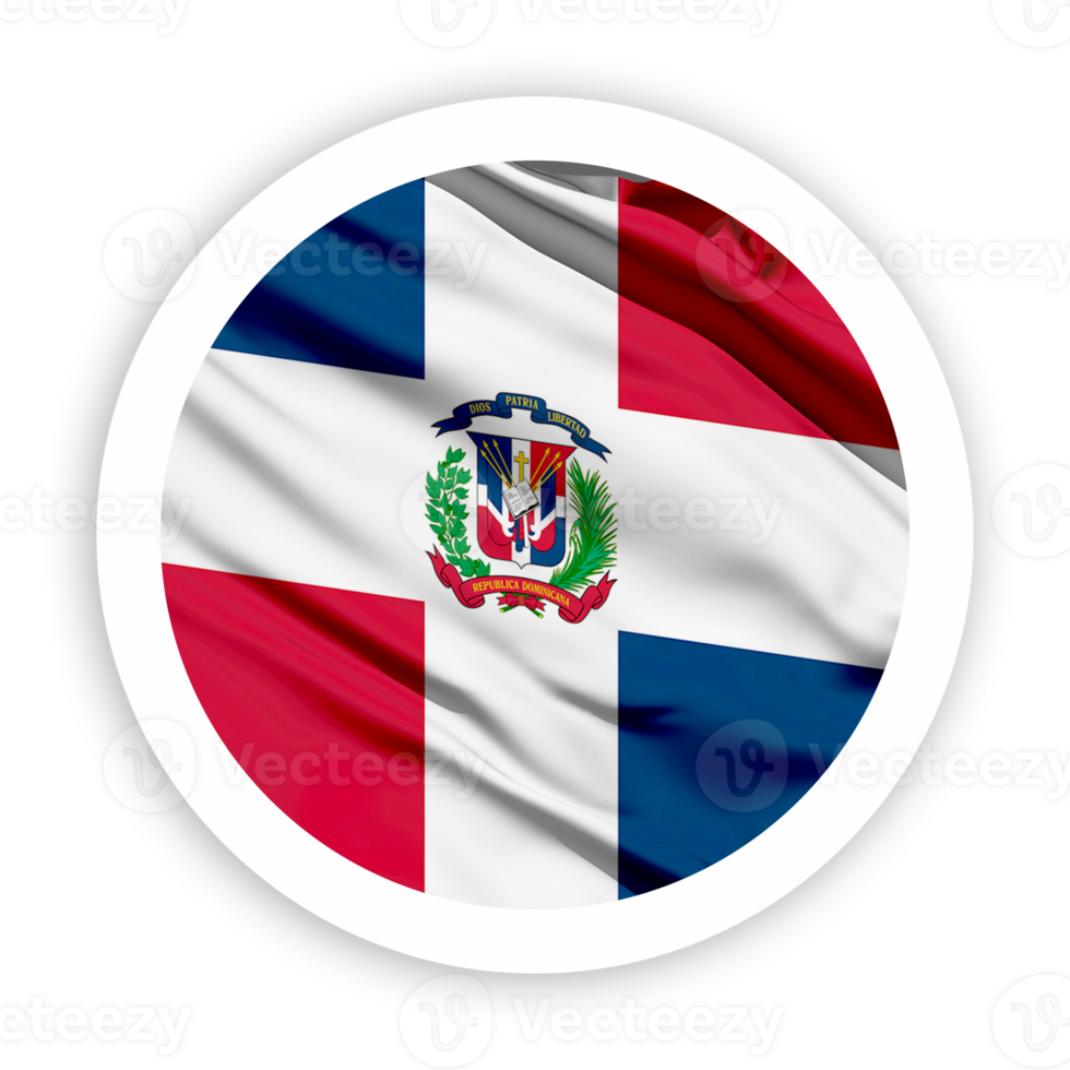 Dominican Republic Waving Flag with White Rounded Circle Frame png