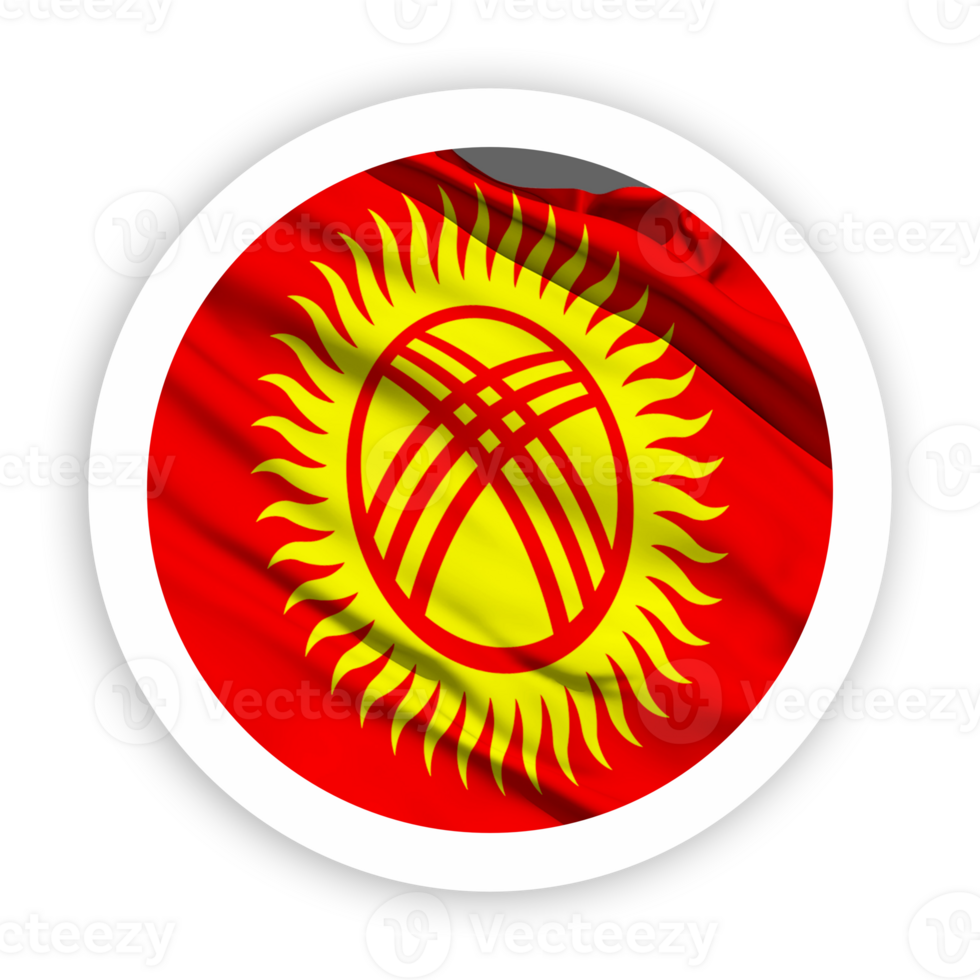 Kyrgyzstan Waving Flag with White Rounded Circle Frame png