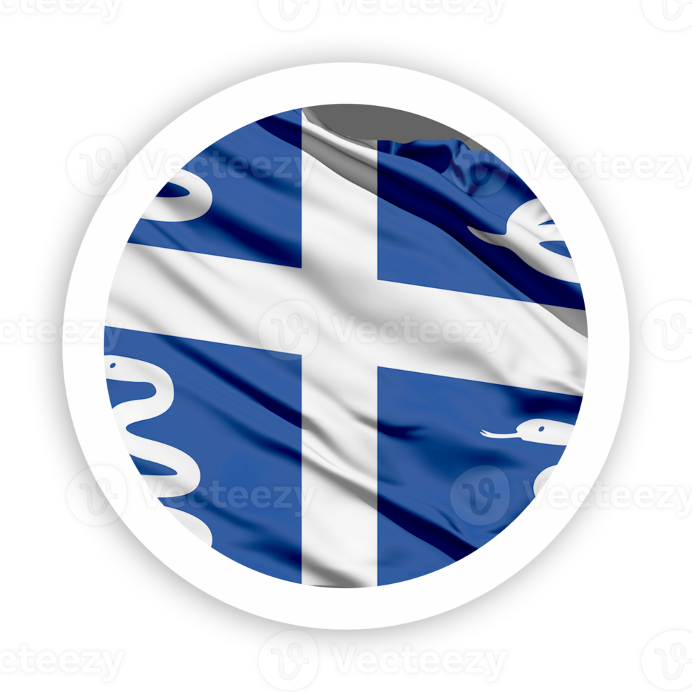 Martinique Waving Flag with White Rounded Circle Frame png
