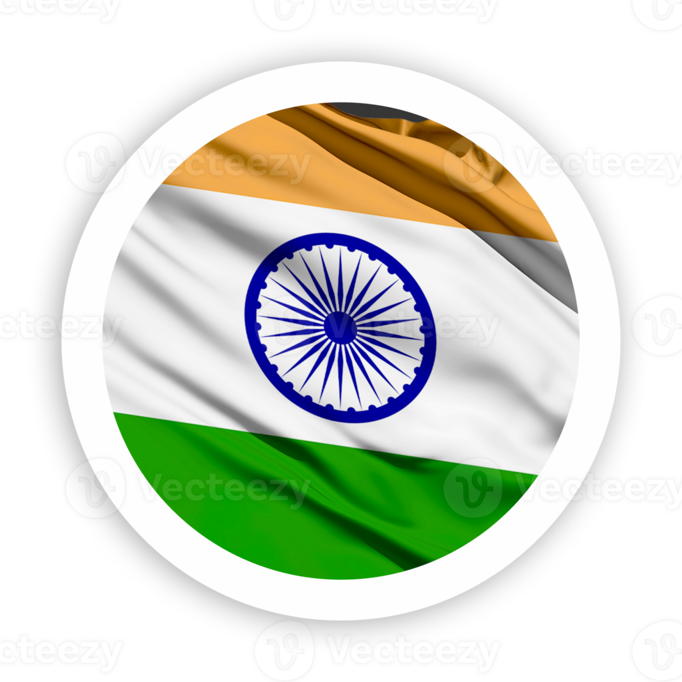 India Waving Flag with White Rounded Circle Frame png