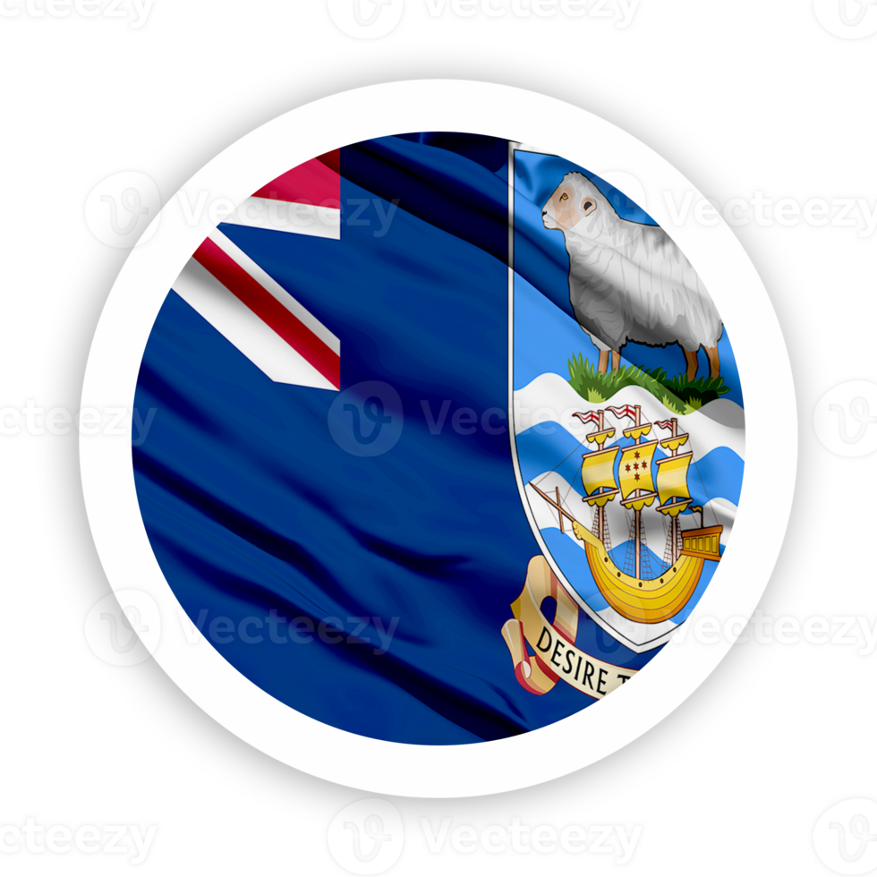 Falkland Islands Waving Flag with White Rounded Circle Frame png