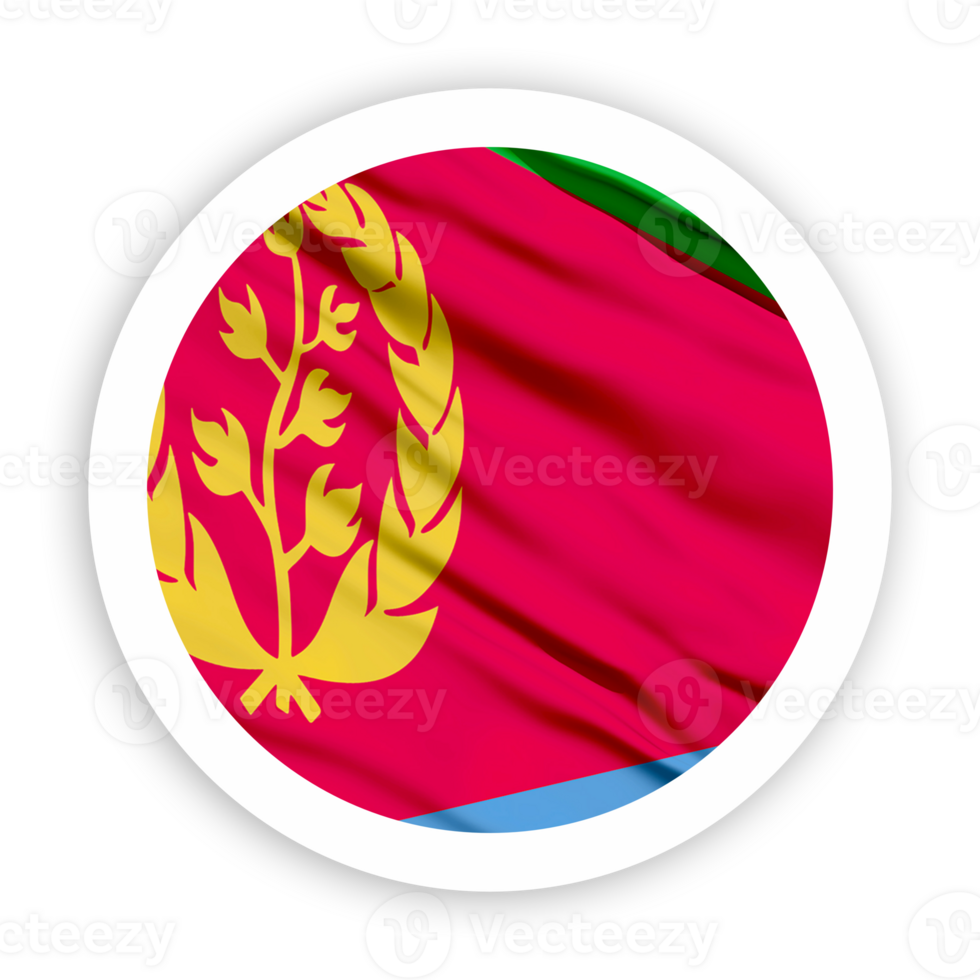 Eritrea Waving Flag with White Rounded Circle Frame png