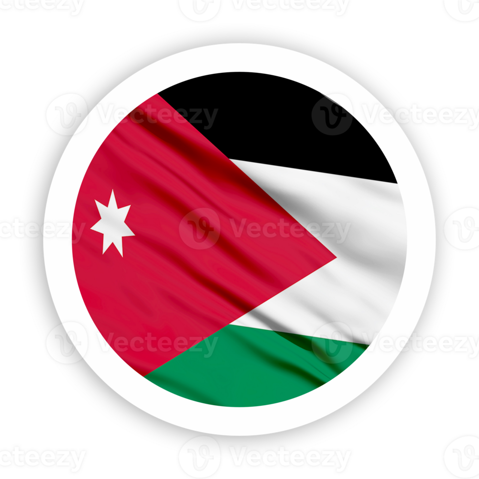 Jordan Waving Flag with White Rounded Circle Frame png
