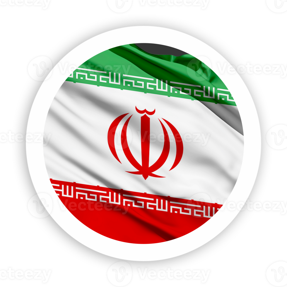 Iran Waving Flag with White Rounded Circle Frame png