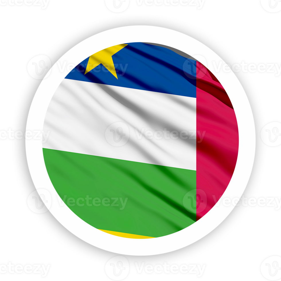 Central African Republic Waving Flag with White Rounded Circle Frame png