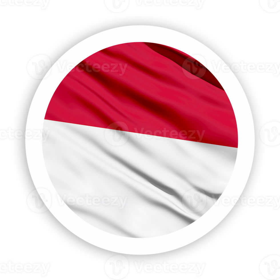 Monaco Waving Flag with White Rounded Circle Frame png