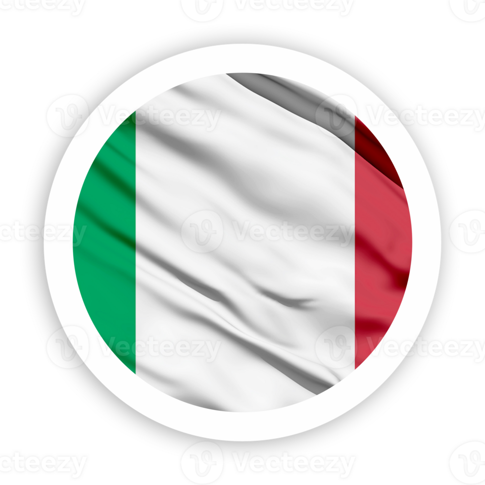 Italy Waving Flag with White Rounded Circle Frame png