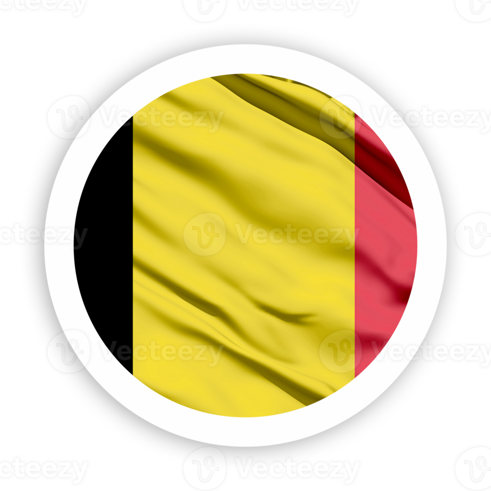 Belgium Waving Flag with White Rounded Circle Frame png