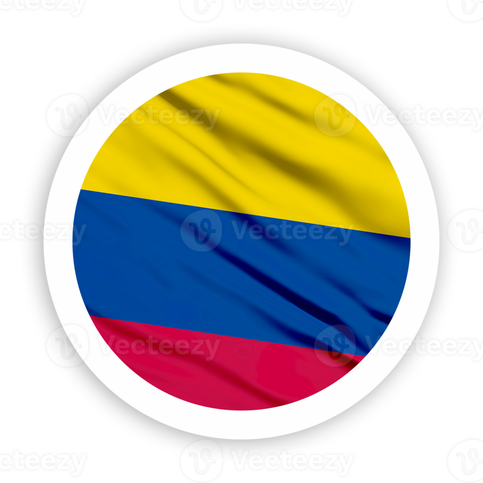 Colombia Waving Flag with White Rounded Circle Frame png
