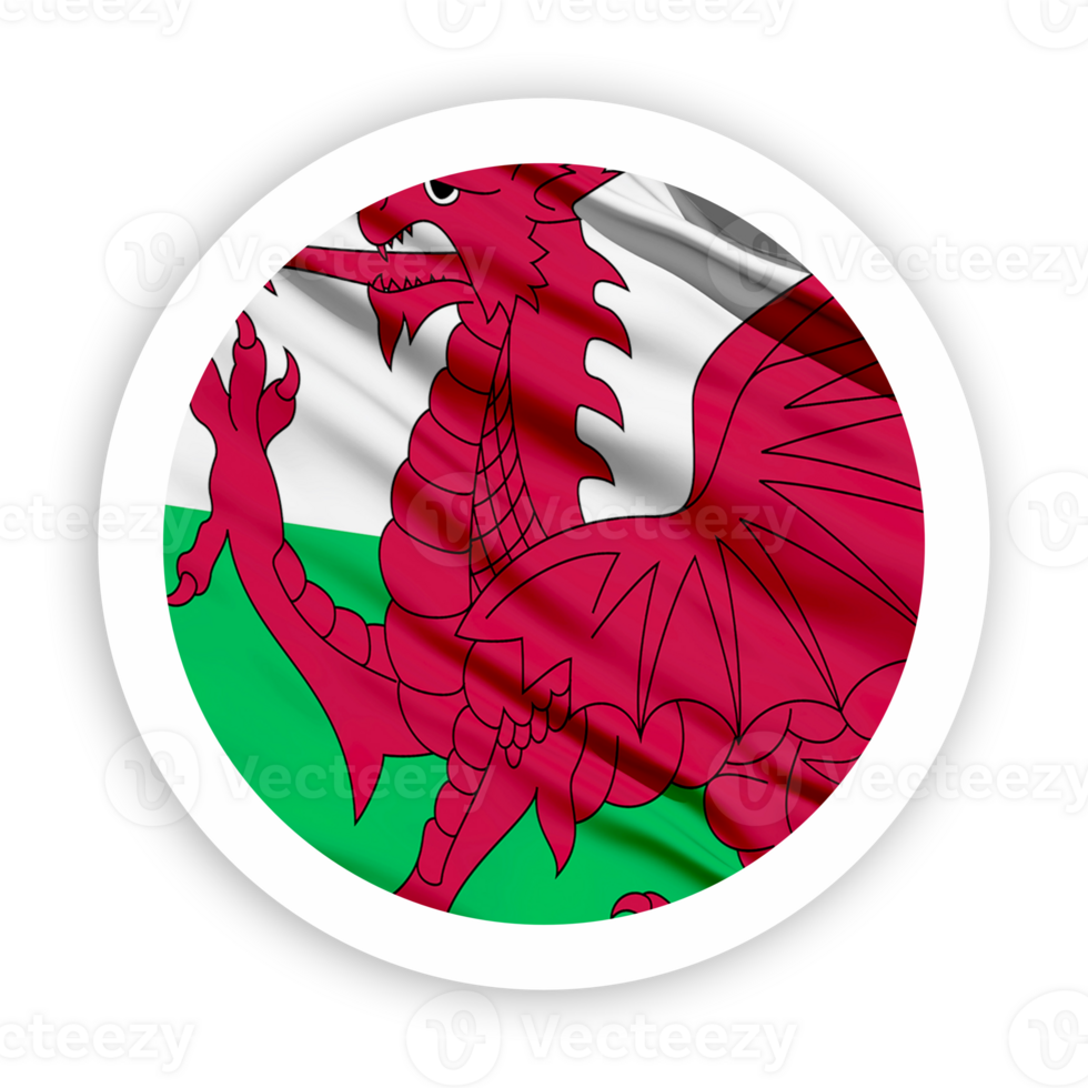 Wales Waving Flag with White Rounded Circle Frame png