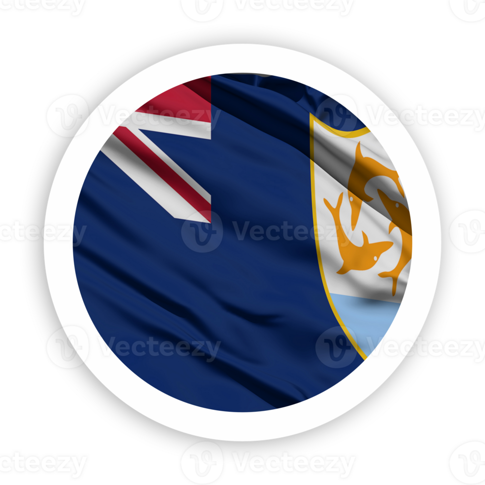 Anguilla Waving Flag with White Rounded Circle Frame png