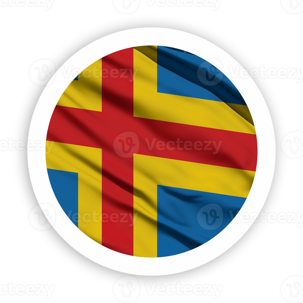Aland Waving Flag with White Rounded Circle Frame png