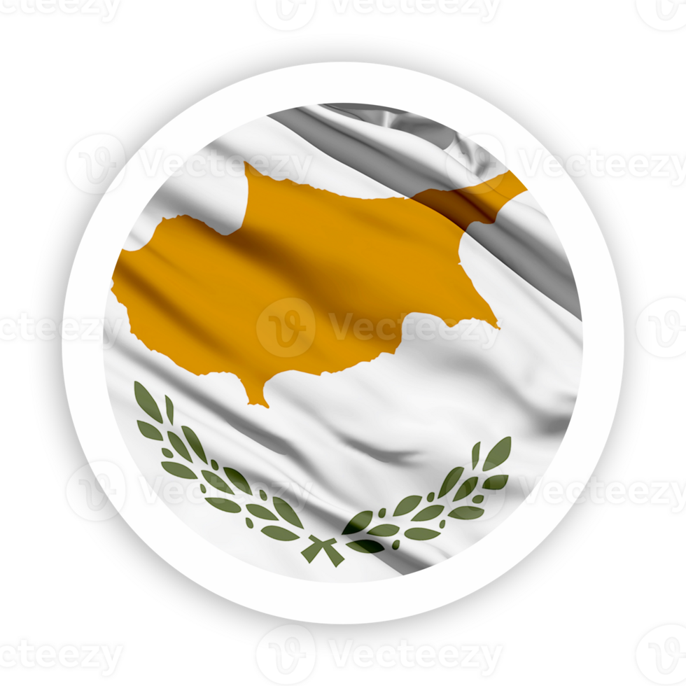 Cyprus Waving Flag with White Rounded Circle Frame png