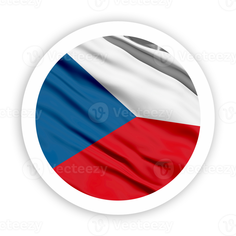 Czech Republic Waving Flag with White Rounded Circle Frame png