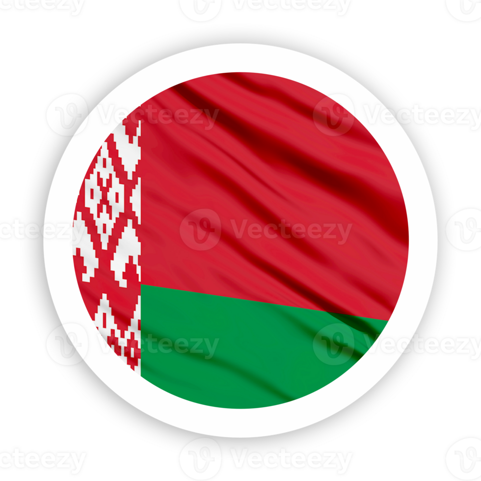 Belarus Waving Flag with White Rounded Circle Frame png