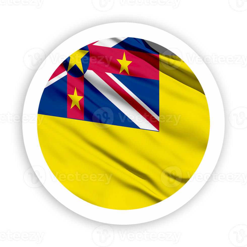 Niue Waving Flag with White Rounded Circle Frame png