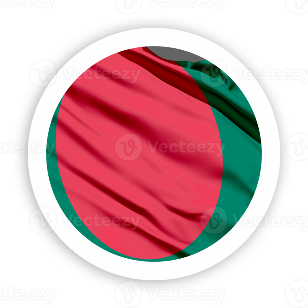 Bangladesh Waving Flag with White Rounded Circle Frame png