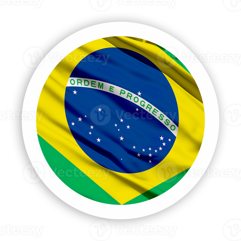 Brazil Waving Flag with White Rounded Circle Frame png
