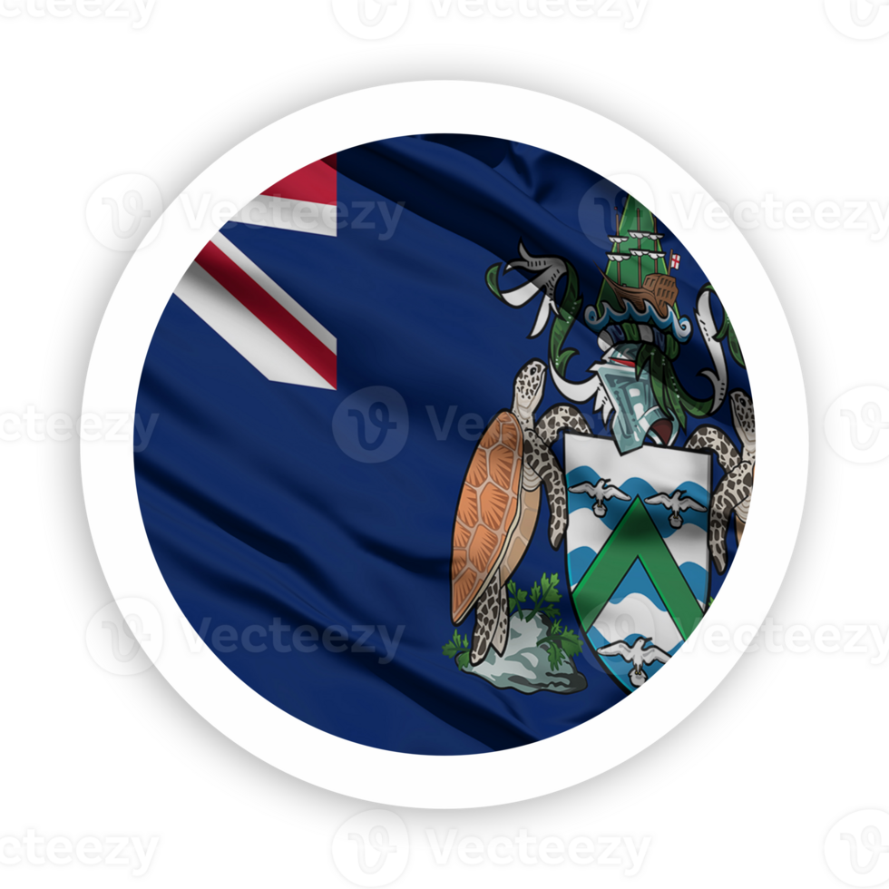 Ascension Island Waving Flag with White Rounded Circle Frame png