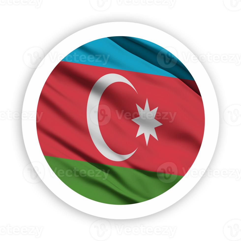 Azerbaijan Waving Flag with White Rounded Circle Frame png