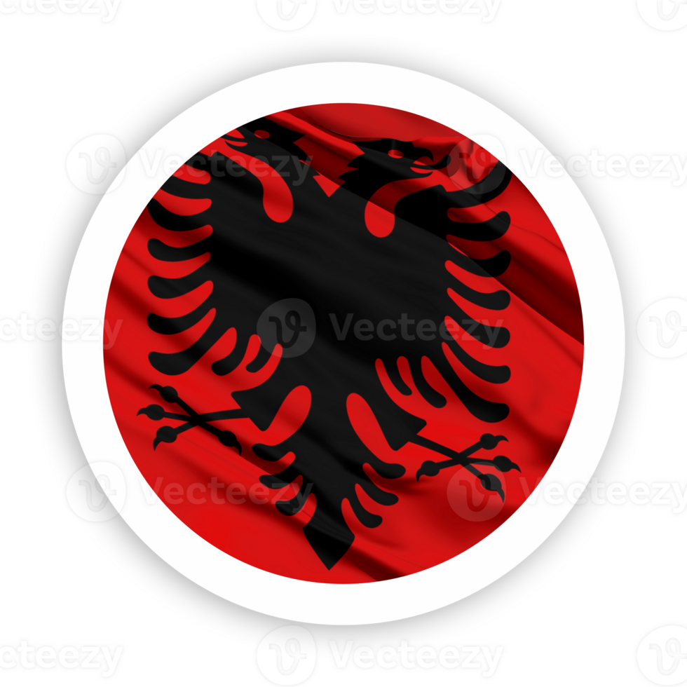 Albania Waving Flag with White Rounded Circle Frame png