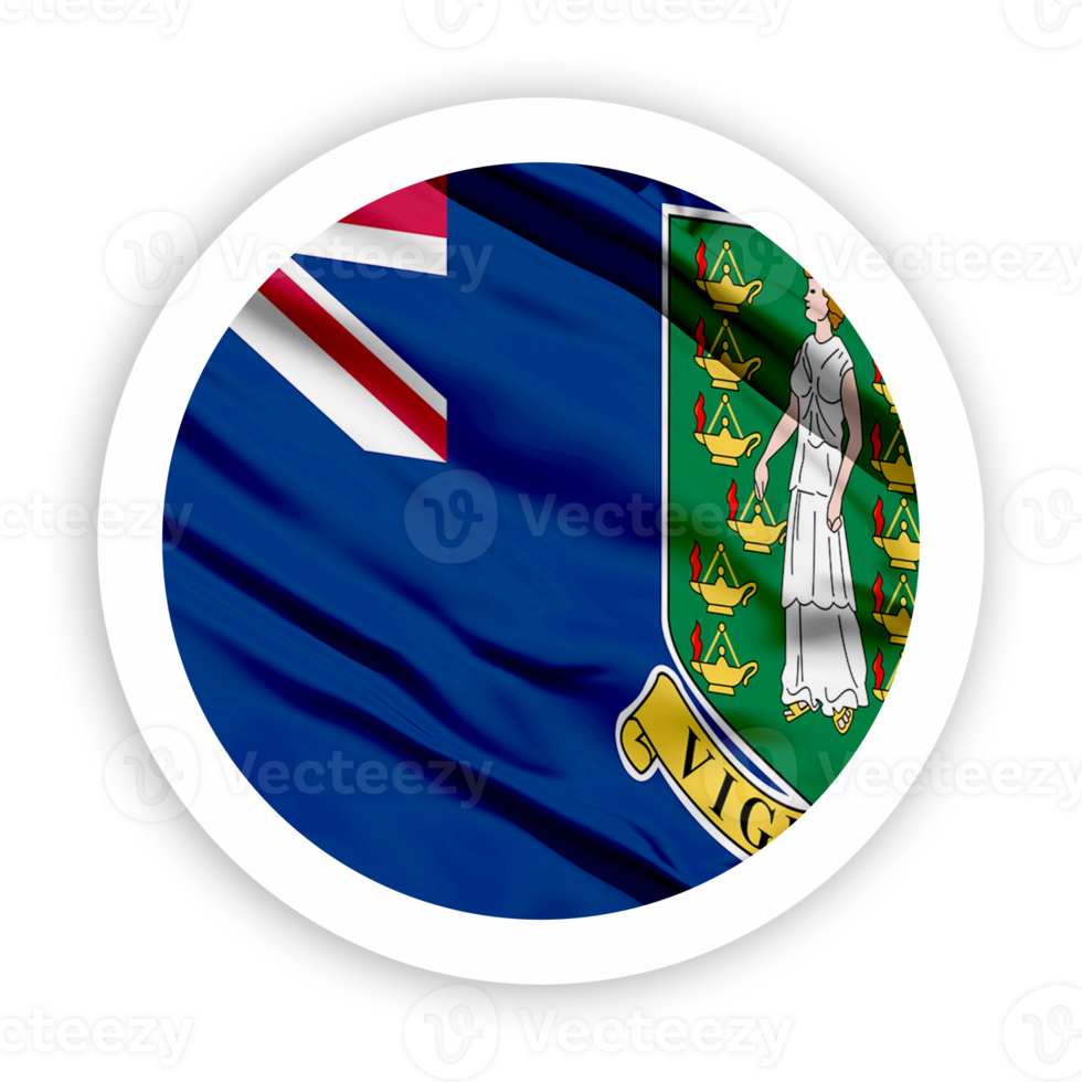 British Virgin Islands Waving Flag with White Rounded Circle Frame png