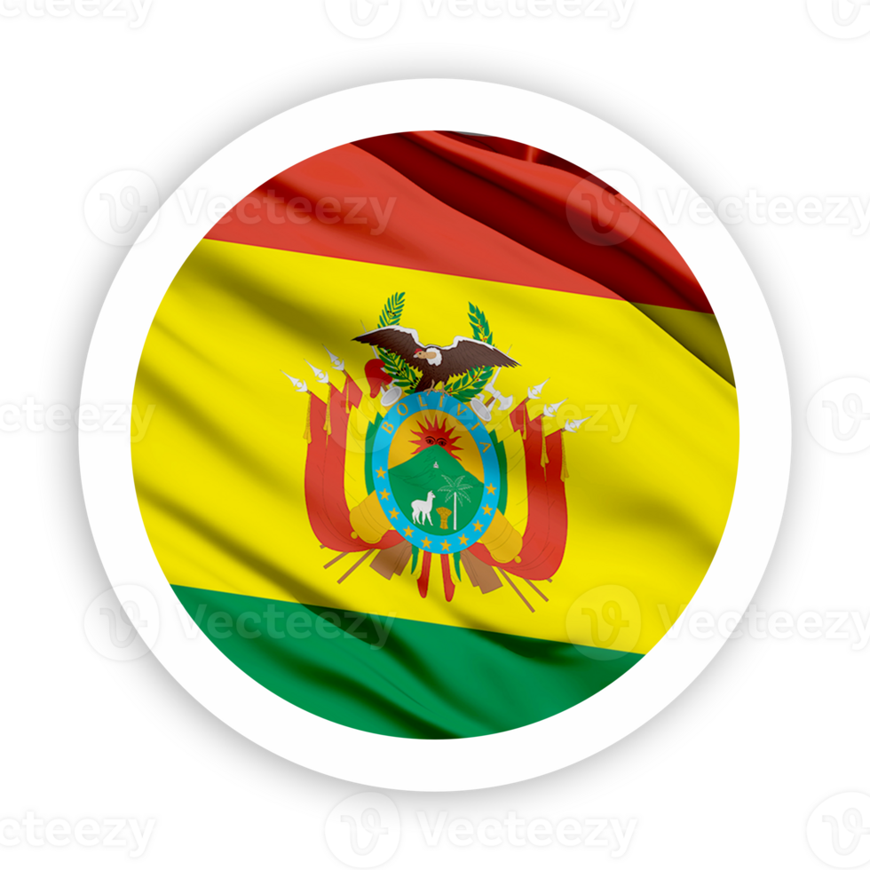 Bolivia Waving Flag with White Rounded Circle Frame png