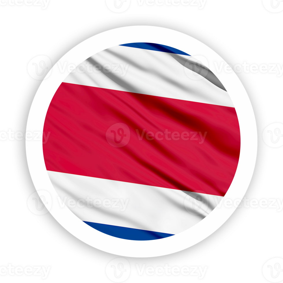 Costa Rica Waving Flag with White Rounded Circle Frame png