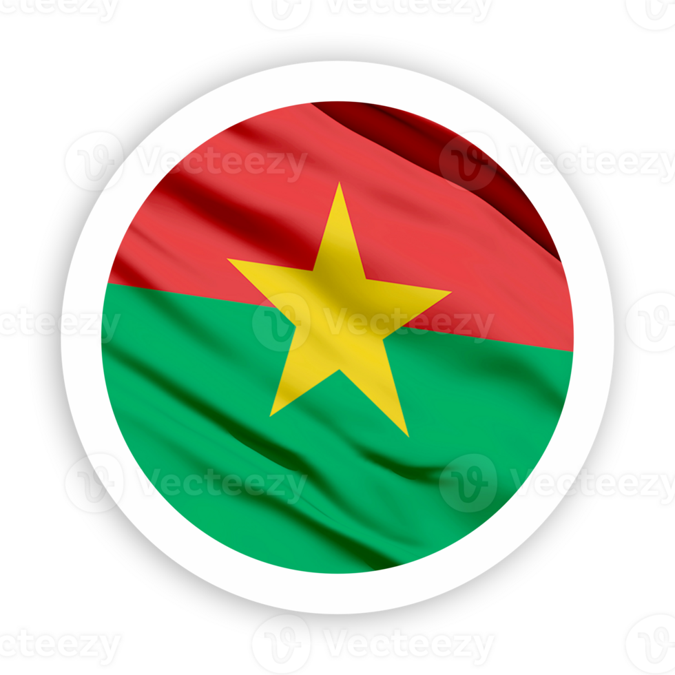 Burkina Faso Waving Flag with White Rounded Circle Frame png