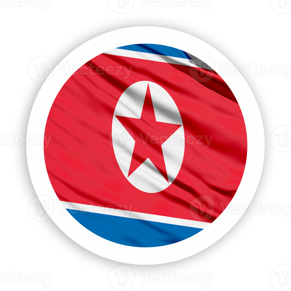 North Korea Waving Flag with W hite Rounded Circle Frame png