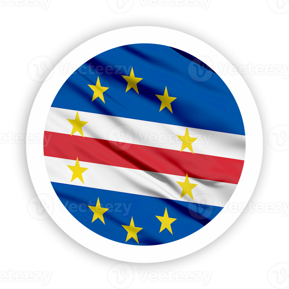 Cape Verde Waving Flag with White Rounded Circle Frame png