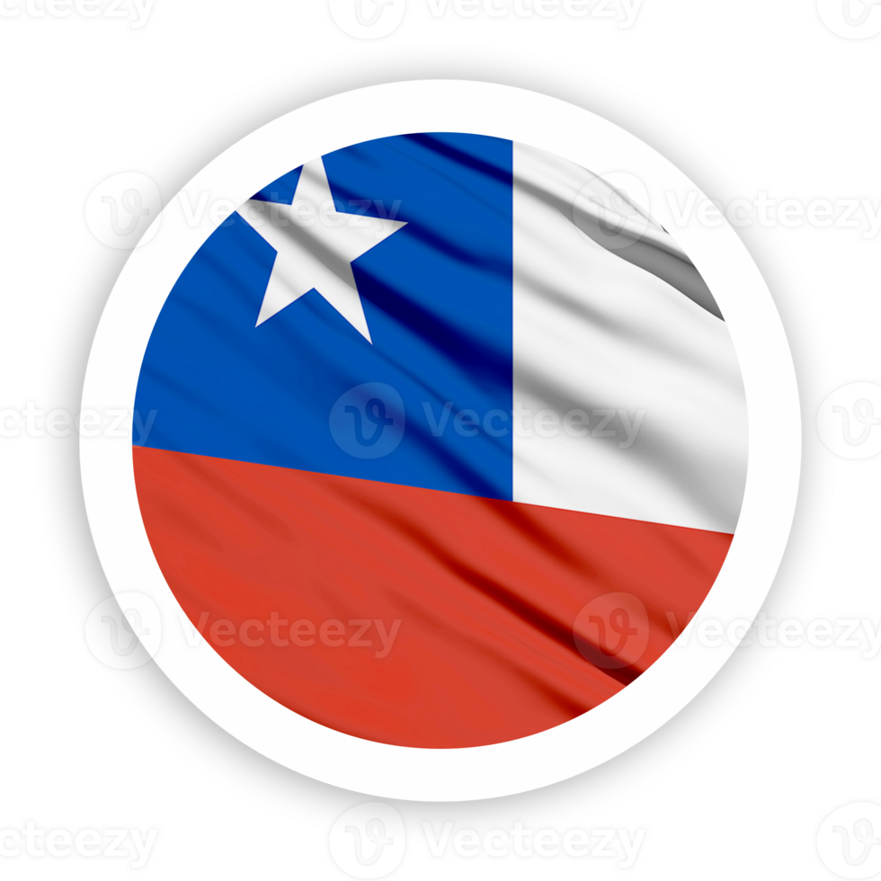Chile Waving Flag with White Rounded Circle Frame png