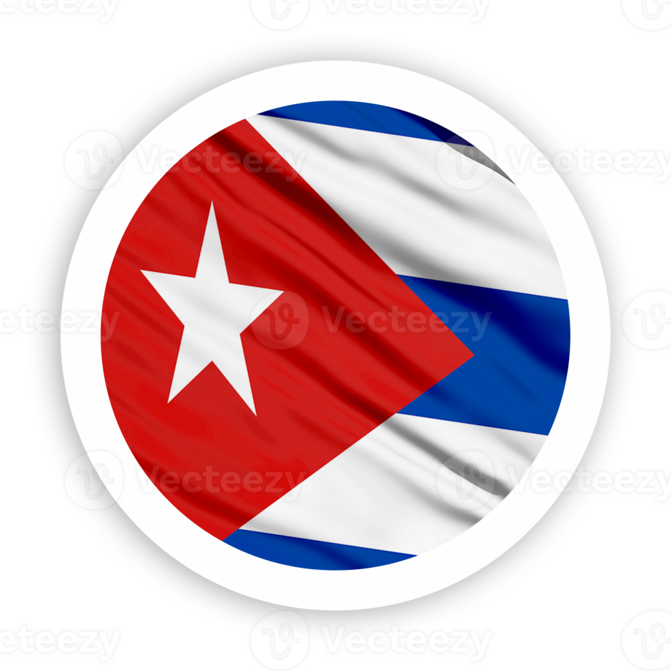 Cuba Waving Flag with White Rounded Circle Frame png