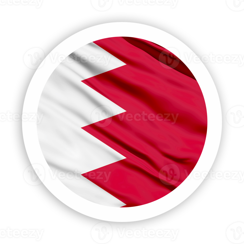 Bahrain Waving Flag with White Rounded Circle Frame png