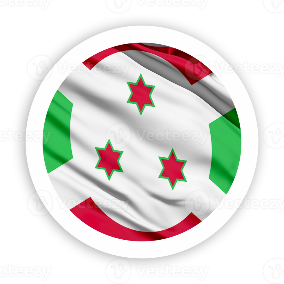 Burundi Waving Flag with White Rounded Circle Frame png
