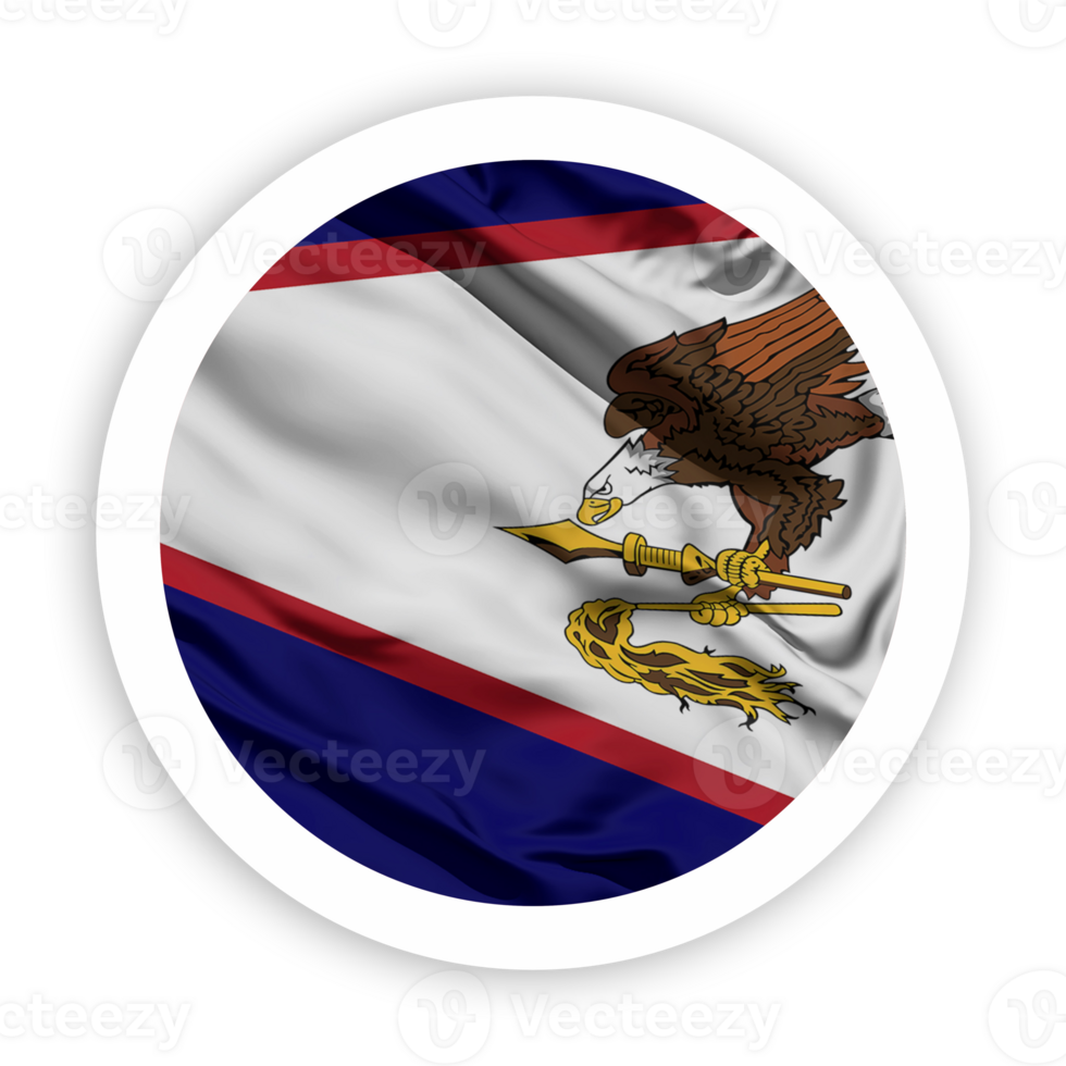 American Samoa Waving Flag with White Rounded Circle Frame png